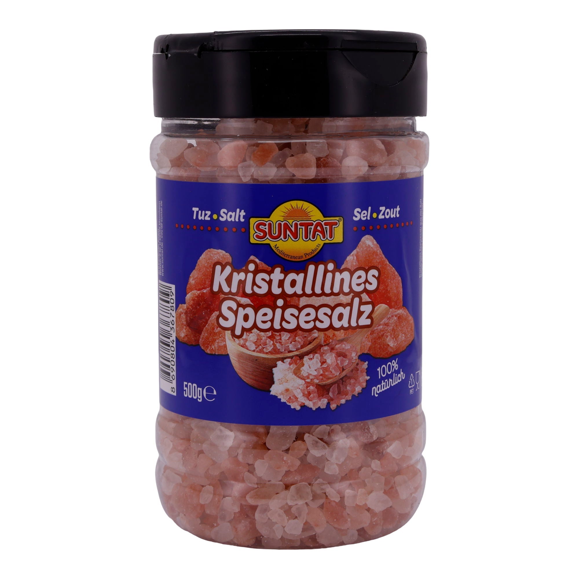 Kristallines Speisesalz SUNTAT | Salz | Natürliches grobes Salz für Salzmühlen und zum Würzen | 500 g SUNTAT
